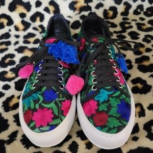 Joshua Sanders Floral Embroidered Low Top Sneakers Size 7 Orig. $399!
